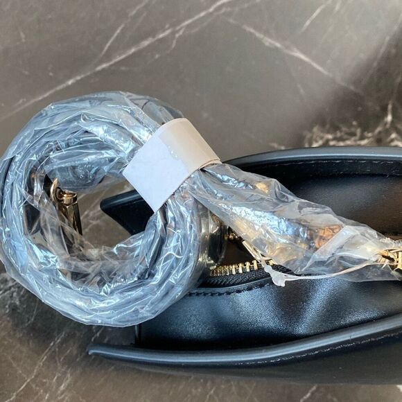 Expressions NYC Black Crossbody Handbag In A Unique Hexagon Shape - Picture 5 of 9